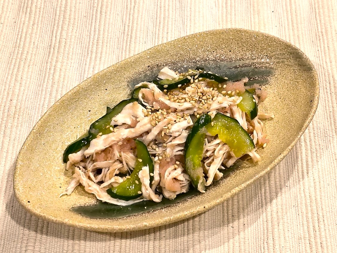 ゆで鶏ときゅうりのたらこ和え