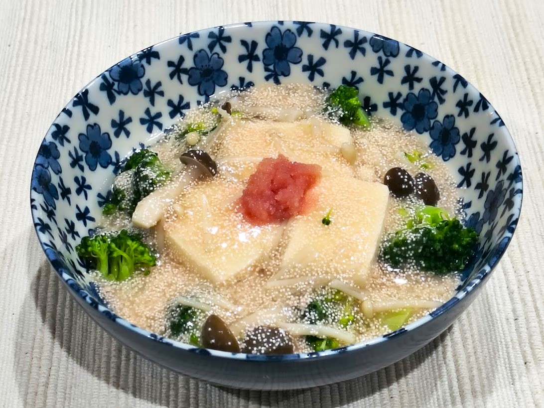 豆腐とブロッコリーのたらこあん